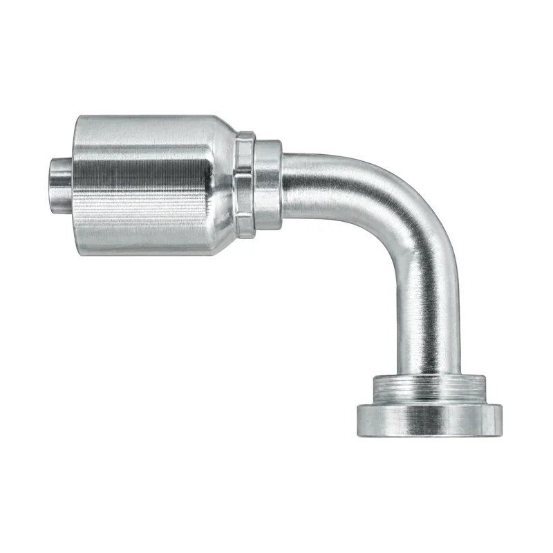 Representative view of SAE Code 61 Fixed 90° Long Bite-the-Wire Hose End