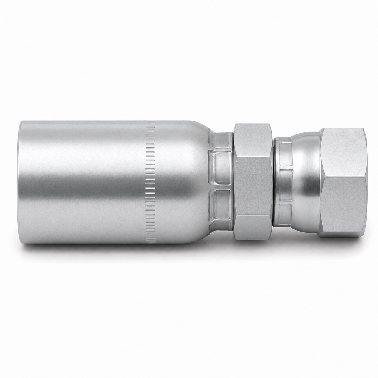 Representative view of Stainless JIC 37° Female Swivel 0° Straight Bite-the-Wire Hose End