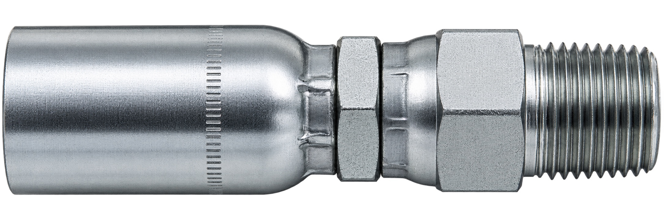 Representative view of NPTF Male Swivel 0° Straight Bite-the-Wire Hose End