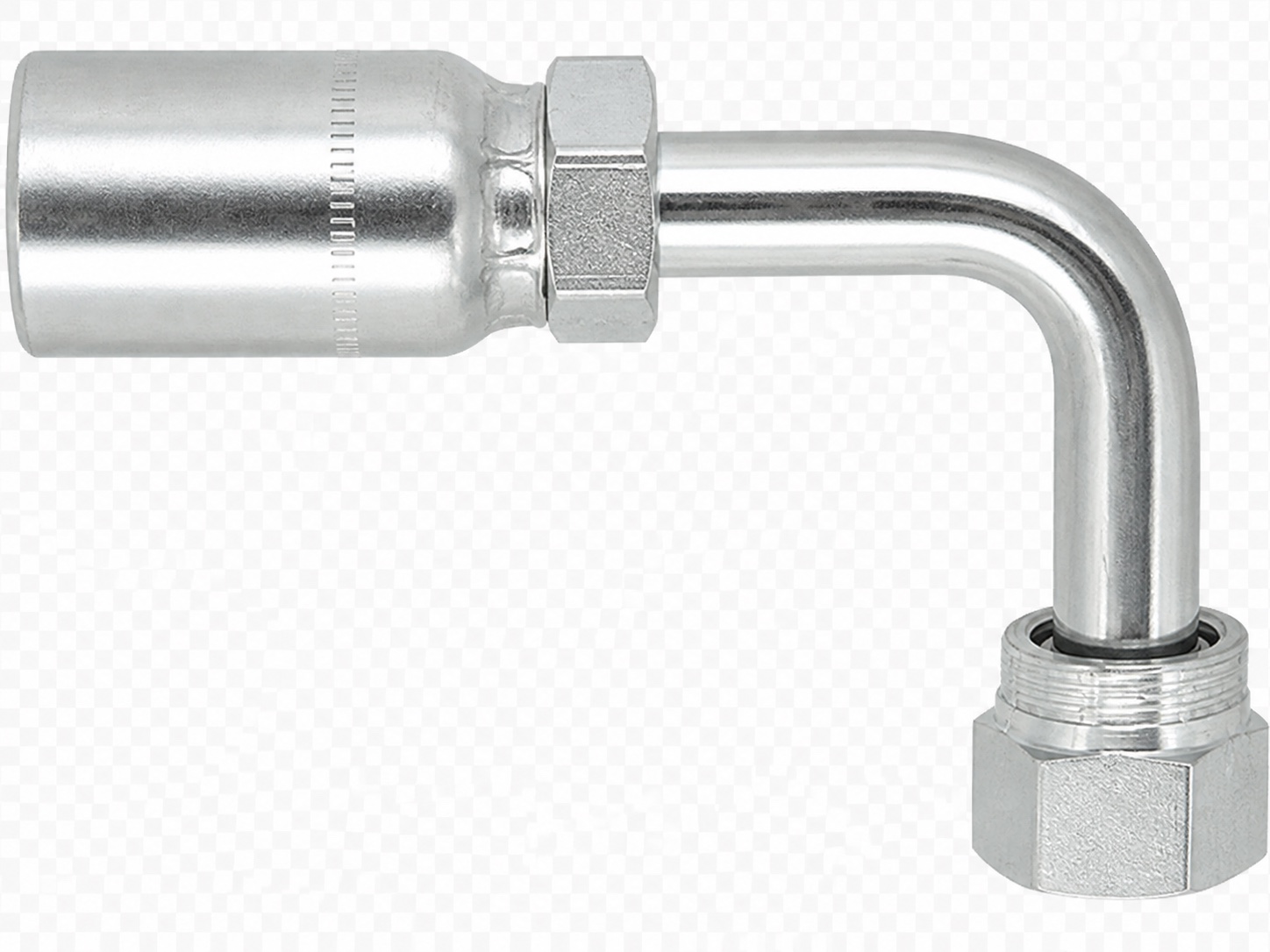 Representative view of ORFS Female Swivel 90° Long Bite-the-Wire Hose End