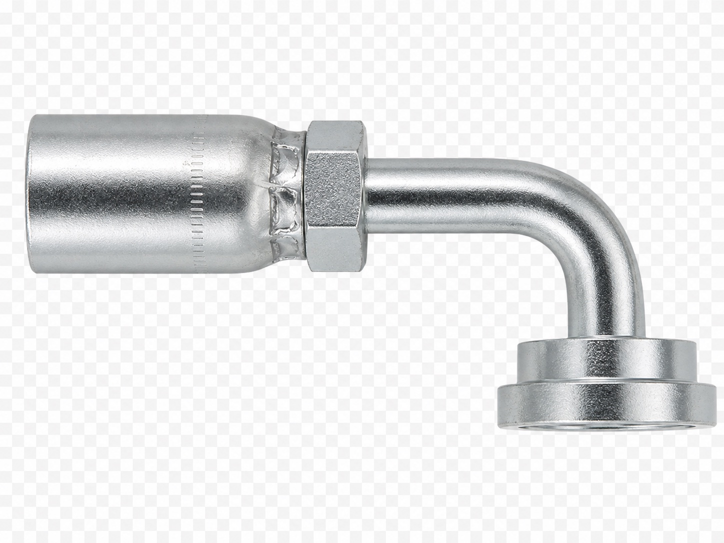 Representative view of SAE Code 61 Fixed 90° Bite-the-Wire Hose End